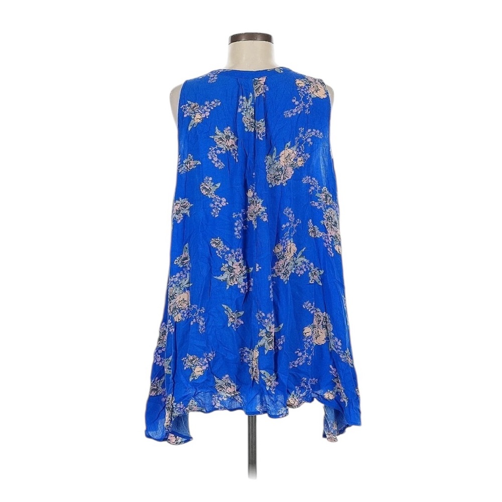 Free People Royal Blue Floral Top Tunic Size Medium - Picture 3 of 5